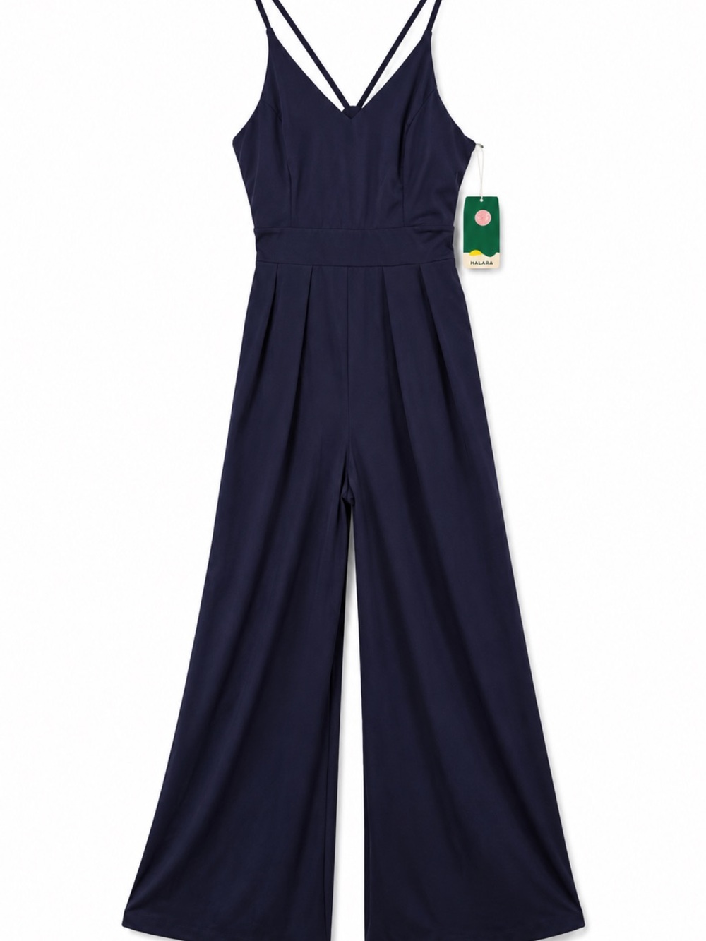 HALARA Navy Blue Wide-Leg Jumpsuit with Spaghetti Straps - Picture 2 of 16